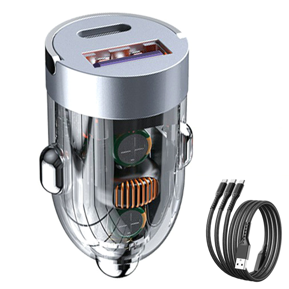 G20T 12-24V 120W USB+Type-C Clear Phone Fast Charging Adapter Mini Car Charger with 100W 3-in-1 Cable G20T 12-24V 120W USB+Type-C Clear Phone Fast Charging Adapter Mini Car Charger with 100W 3-in-1 Cable